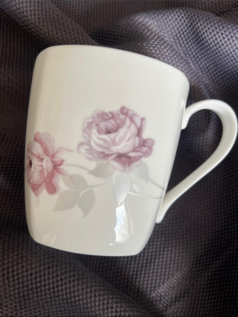 The Studio One - Mythology (gray and dusty rose floral) fine bone china, vintage